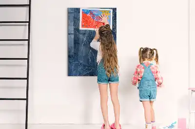 Magnetic dry erase board with decorative marble frame