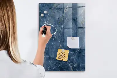 Magnetic dry erase board with decorative marble frame