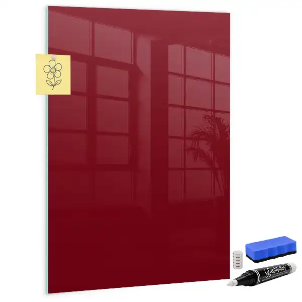 Magnetic dry erase board in burgundy