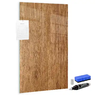 Magnetic dry erase board in warm wood tones