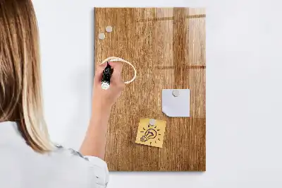 Magnetic dry erase board in warm wood tones