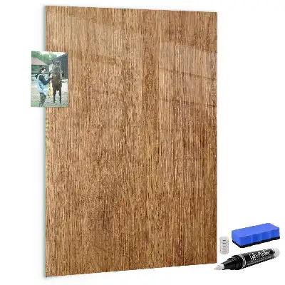 Magnetic dry erase board in warm wood tones
