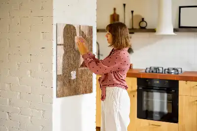 Magnetic dry erase board in warm wood tones