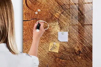 Magnetic dry erase board tree trunk cross-section design