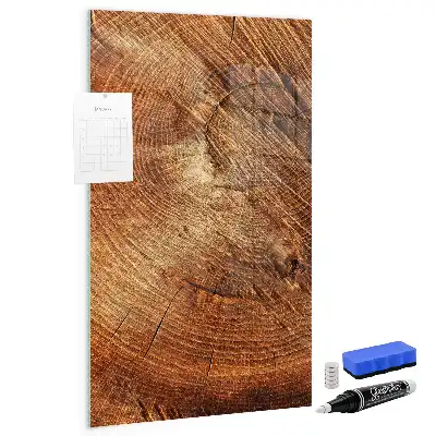 Magnetic dry erase board tree trunk cross-section design