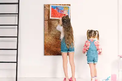 Magnetic dry erase board tree trunk cross-section design