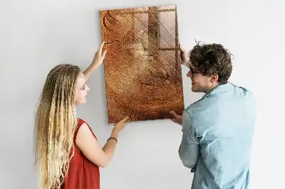 Magnetic dry erase board tree trunk cross-section design