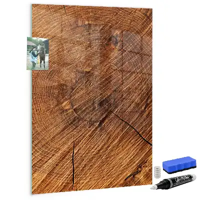 Magnetic dry erase board with a warm wood finish