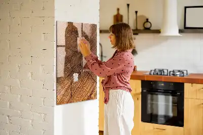 Magnetic dry erase board with a warm wood finish