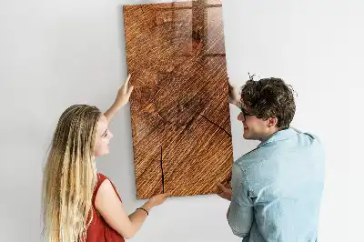 Magnetic dry erase board with a warm wood finish