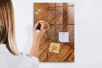 Magnetic dry erase board with a warm wood finish