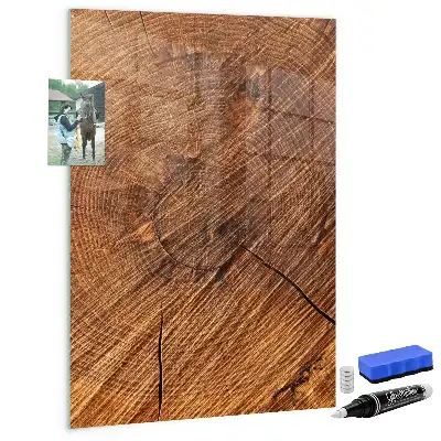Magnetic dry erase board with a warm wood finish