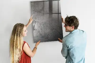 Magnetic dry erase board with a scratched metal finish