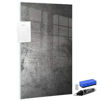 Magnetic dry erase board with a scratched metal finish