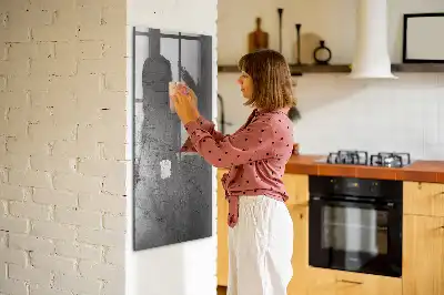 Magnetic dry erase board with a scratched metal finish