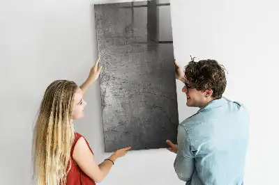 Magnetic dry erase board with a scratched metal finish