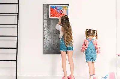 Magnetic dry erase board with a scratched metal finish