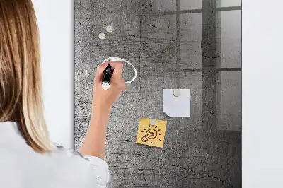 Magnetic dry erase board with a scratched metal finish