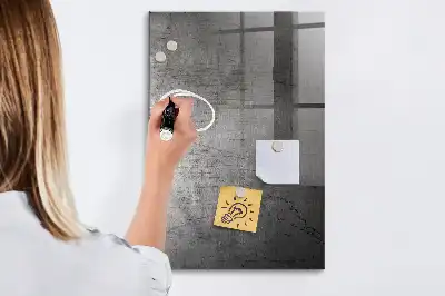 Magnetic dry erase board with a scratched metal finish