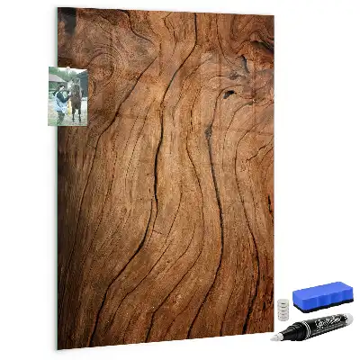 Magnetic dry erase board with an old wood finish