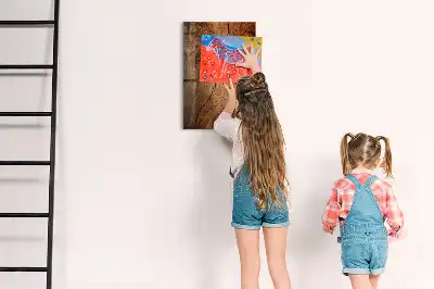 Magnetic dry erase board with an old wood finish