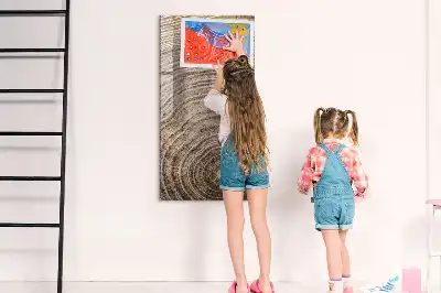 Dry erase magnetic board tree rings design