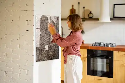 Dry erase magnetic board tree rings design