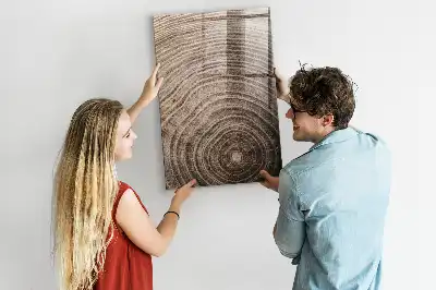 Dry erase magnetic board tree rings design
