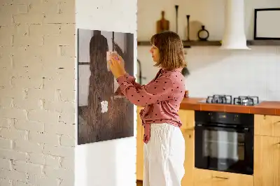 Magnetic dry erase board in dark wood