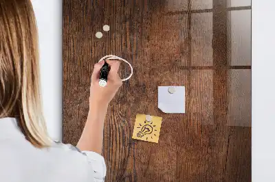 Magnetic dry erase board in dark wood