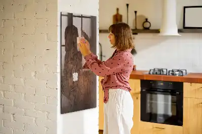 Magnetic dry erase board in dark wood
