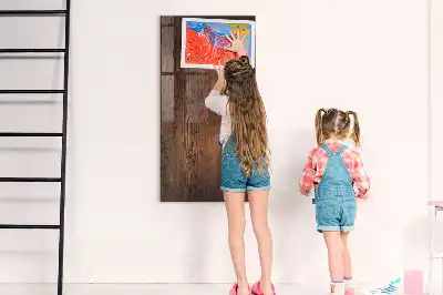 Magnetic dry erase board in dark wood