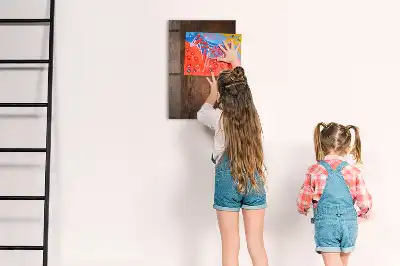 Magnetic dry erase board in dark wood