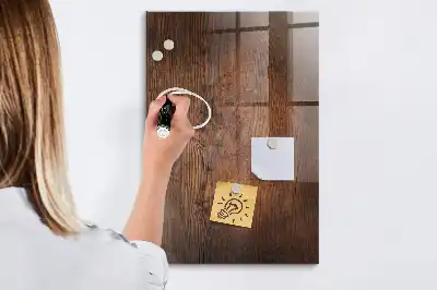 Magnetic dry erase board in dark wood