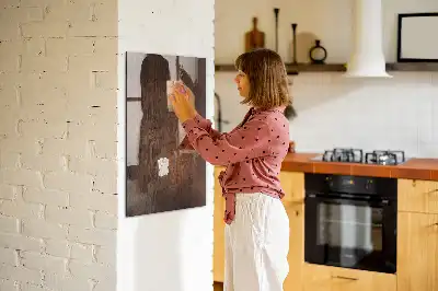 Magnetic dry erase board in dark wood