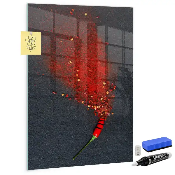 Dry erase magnetic board with ground paprika