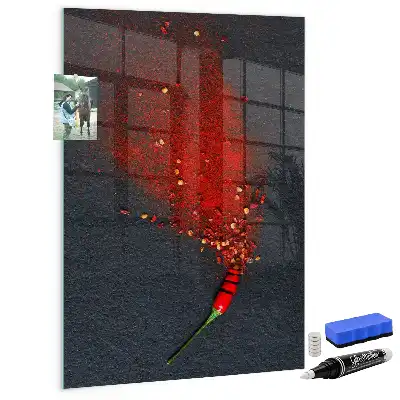 Dry erase magnetic board with ground paprika