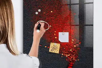 Dry erase magnetic board with ground paprika