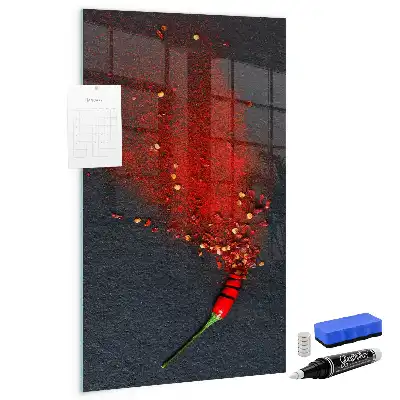 Dry erase magnetic board with ground paprika