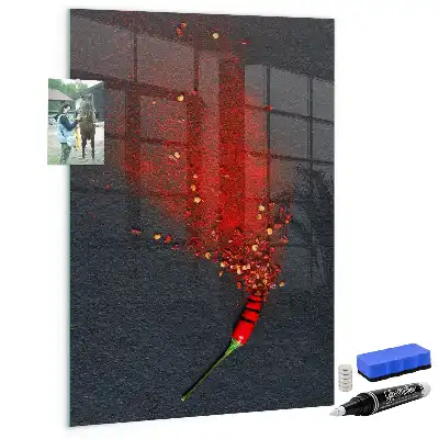 Dry erase magnetic board with ground paprika