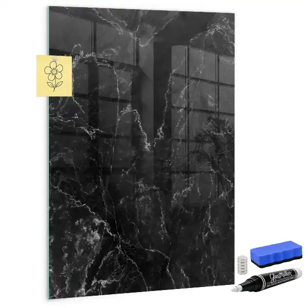 Magnetic dry erase board in dark marble