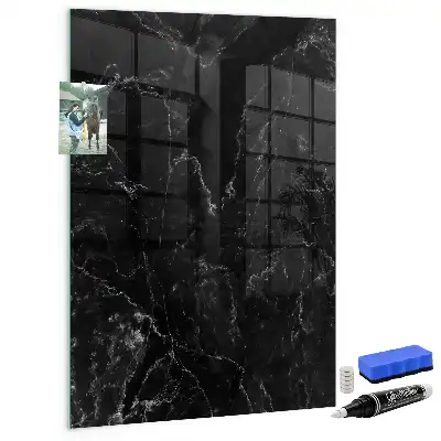 Magnetic dry erase board in dark marble