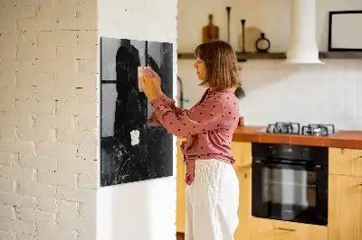 Magnetic dry erase board in dark marble