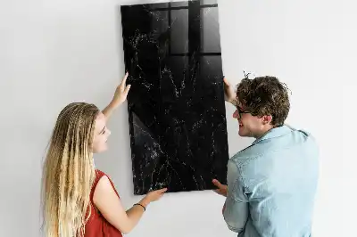 Magnetic dry erase board in dark marble