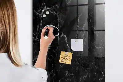 Magnetic dry erase board in dark marble