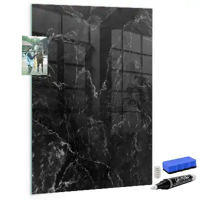 Magnetic dry erase board in dark marble