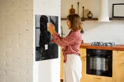 Magnetic dry erase board in dark marble