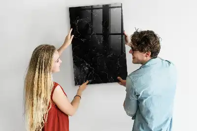 Magnetic dry erase board in dark marble