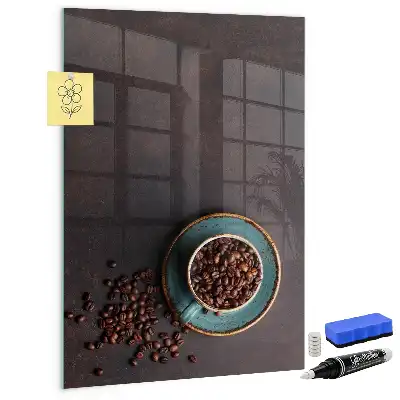 Magnetic dry erase board with coffee bean design