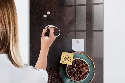 Magnetic dry erase board with coffee bean design